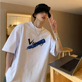 AIDASE  -  Fashion O-Neck Loose All-match Printed Letter T-Shirts Men Clothing Summer New Oversized Casual Tops England Tee Shirt