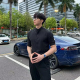 AIDASE  -  Plain Man Shirt Green Half Sleeve Shirts for Men Tops Fashion 2025 High Quality Luxury Vintage Sale Button Up Summer New in Silk aidase-shop