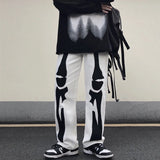 Aidase Trousers With Print White Jeans For Men Skeleton Straight Male Cowboy Pants Designer Comfortable 2024 Korean Autumn Harajuku