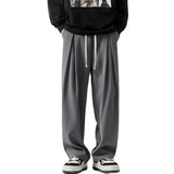 Aidase Spring All Season Casual Soft Solid Men's Cool Boys Drawstring Waist  Long Wide-legged Floor-length Straight-legged Pants