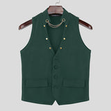 AIDASE  -  Men Vests Solid Color V Neck Sleeveless Button Leisure Male Waistcoats Streetwear Fashion Casual Vests Men S-3XL aidase-shop