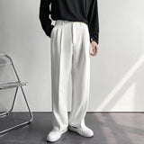 Aidase Men's Luxury Draped Baggy Suit Pants Casual Button-down Solid Color Straight Premium Elegant Dress Pants New aidase-shop