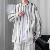 2023 Men's Clothing Turn-down Collar Handsome Long Sleeve Button Spring Summer Thin Man Printing Loose Streetwear Casual Korean Maytrends