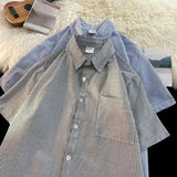 AIDASE  -  Striped Short Sleeved Shirt Men's Summer Five Quarter Sleeve Fashionable Top Loose Casual Short Sleeve Male Coat aidase-shop