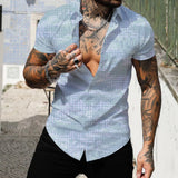 Aidase 3D Digital Geometric Tropical Print Shirt Men Short sleeve Lapel Casual Top Summer New Fashion Vintage Shirts Clothing Male