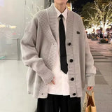 AIDASE  -  Fall Winter V-Neck Knitted Sweater Cardigan Men's Solid Color Casual Style Lazy Fashion Outerwear Comfortable Soft Material aidase-shop