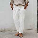 AIDASE  -  Daily Casual Mens Loose Breathable Pants Spring Summer Vintage Drawstring Lace-up Straight Trousers For Men Leisure Pants 5XL aidase-shop