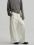AIDASE  -  Vintage Men's White Denim Trousers Spring Fall Outdoor Fashion Solid Color Jeans Men Daily Casual Loose Straight Jean Pants