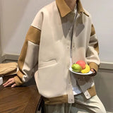 Aidase Color Blocking Woolen Jacket Men's Versatile Loose and Thick Hong Kong Style Ins Trendy Youth Lapel Coat aidase-shop