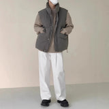 AIDASE  -  Men's Waffle Corduroy Cotton Vest Coats Winter Thickened Stand Collar Sleeveless Jacket Loose Casual Layering Streetwear Coat aidase-shop