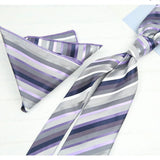 AIDASE  -  2PCS Neck Ties Set Fashion Paisley Striped Neckties Gentlemen Daily Wear Navy White Block Pocket Square Wedding Tuxedo Accessory aidase-shop
