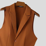 AIDASE  -  Men Jumpsuits Solid Color Lapel Sleeveless Button Male Rompers Streetwear Loose Fashion Casual Overalls Men S-5XL aidase-shop