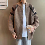 AIDASE  -  American Retro Striped f High Collar Sweater Coat Casual Sle Knitted Autumn Winter Outerwear for Men And Women aidase-shop