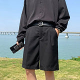 AIDASE  -  Casual Summer Lightweight Men's Beach Shorts Business Trousers Thin Style Five-piece Pants Straight Leg Loose Fit Suit Pants aidase-shop