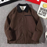 Aidase Vintage American Detroit Jacket Men Women Retro Solid Loose Cargo Coat Washed Cotton Casual Bomber Jacket Spring Autumn Top aidase-shop