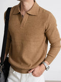 AIDASE  -  Solid Color Knitted Polo Shirts Men 2026 Spring Autumn Daily Casual Long Sleeve Slim Jumper Tops Mens Fashion Polo Sweater aidase-shop