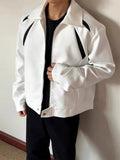 AIDASE  -  Autumn New Men's Jacket Contrast Color Patchwork Padded Shoulder Design Lapel Casual Stylish Korean Version Coats 21E7597 aidase-shop