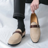 AIDASE  -  Fashionable New Men's Buckle Frosted Leather Anti Slip Boat Shoes Brand Summer Men's Comfortable, Lightweight and Casual Loafers aidase-shop
