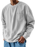 AIDASE  -  Spring Autumn Round Neck T-Shirts Men Solid Long Sleeve Casual Tshirt Male Loose Pocket Fashion Tees Streetwear Sports Tops Man aidase-shop