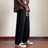 Aidase Men Pants Streetwear Simple Solid Spring Autumn Pleated Straight Drawstring American Style Male All-match Casual Loose Oversize aidase-shop