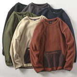 AIDASE  -  Japanese Men's Warm Fleece Pullover Hoodie for Autumn Winter Casual Versatile Pullover Top Self Heating Zipper Pocket Sweatshirt aidase-shop