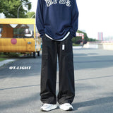 AIDASE  -  Vintage Cargo Pants Men Fashion Streetwear Pockets Wide Leg Straight Y2k Casual Trousers Baggy Drawstring Overalls Black/Gray aidase-shop