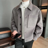 Aidase British Style Winter Short Woolen Coat Men Warm Fashion Pocket Casual Cloth Jacket Men Streetwear Loose Woolen Coat S-3XL aidase-shop