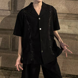 AIDASE  -  Embroidered Fashion Men Shirt Versatile Short Sleeve V-neck Single Breasted Design Loose Men Tops Summer Menswear aidase-shop