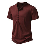 AIDASE  -  Men's Henry casual fashion basic short sleeve fashion pullover T-shirt aidase-shop