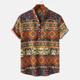 AIDASE  -  Mens Summer Fashion Casual Print Seaside Beach Shirt Shirt Short Sleeve Shirt Comfort Classic Fit Office Wear Men'S Shirt aidase-shop