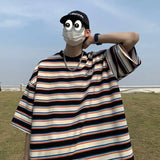 AIDASE  -  Fashion T-Shirts Printing Striped Pullovers Loose Man Short Sleeve Round Neck Handsome Spring Summer Thin Men's Clothing aidase-shop