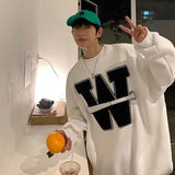 Autumn Men Letter W Patch Sweatshirt Hoodie for Men Oversized Y2k Sweatshirt Korean Fashion Man Clothing Casual Unisex Pullovers aidase-shop