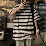 AIDASE  -  Fashion Printed Loose All-match Striped Tee Shirt Men's Clothing Summer New Oversized Casual Pullovers Half Sleeve T-Shirt aidase-shop