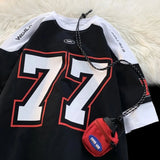 AIDASE  -  Round Neck Basketball Short Sleeved Tees for Men Summer American Hiphop Retro College Style New Trendy Harajuku T-shirt aidase-shop
