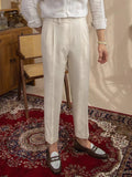 AIDASE  -  Casual Solid Color Pleated High Waist Trousers 2025 Spring Fall Trendy Men's Slim Fit Straight Pants Naples Style Trousers Mens aidase-shop