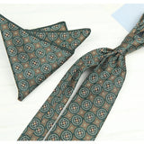 AIDASE  -  2PCS Neck Ties Set Fashion Paisley Striped Neckties Gentlemen Daily Wear Navy White Block Pocket Square Wedding Tuxedo Accessory aidase-shop