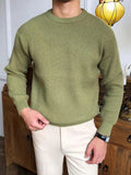 AIDASE  -  Leisure Knitting Sweaters For Mens Fall Winter Casual Texture Knit Bottoming T Shirt Fashionable Solid Color Crew Neck Sweater aidase-shop