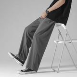 AIDASE  -  Men's Black Ice Silk Wide Leg Pants Thin Man Comfortable Quick Drying Pants Summer Loose Casual Streetwear Loose Trouser Pants aidase-shop