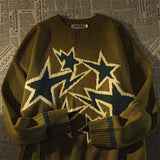 American Retro High Street Star Sweater Men Women Winter New Loose Korean Version Of The Lazy Wind Knitted Jacket Pullover Tops aidase-shop
