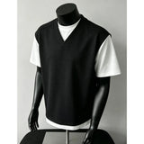 AIDASE  -  Casual American Retro Style Mock Two-Piece Short Sleeve T-Shirt for Men Summer Youth Leisure Sports Top Trendy Cleanfit Shirt aidase-shop