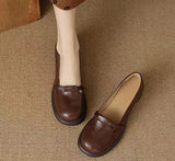 AIDASE  -  New Women Mary Jane Shoes Retro Round Toe Thick Platform Slip On Soft Leather Casual Loafers Comfort Flat Pumps aidase-shop