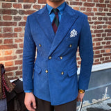 Aidase Autumn Winter Italian Corduroy Men Blazer Homme Luxe Slim Fit Double Breasted Groom Suit Jacket Wedding Dinner Prom Tuxedo Coat