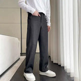 AIDASE  -  Spring Casual Men's Suit Pants Pocket Design Korea Fashion Straight Trousers Loose Solid Color aidase-shop