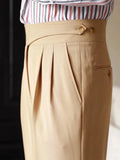 AIDASE  -  Trousers Men Spring Autumn New Fashion Belt-up High Waist Slim Pants Men Business Casual Solid Color Straight Pants aidase-shop