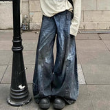 AIDASE  -  American Vintage New Fashion Men's Blue Casual Trendy Cool Simple Basic Oversized Cargo Jeans Pants Male Denim Trousers Clothes aidase-shop
