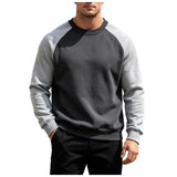 AIDASE  -  Men's Casual Loose Color Patch Shoulder Sleeved Pullover Trendy Round Neck Men's Clothing Tan Sweatshirt Men aidase-shop
