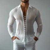 AIDASE  -  Autumn And Winter New Men's Lapel Strap Design Shirt Hollow Abstinence Style Texture Men's Shirt aidase-shop