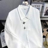 Aidase  Metal Zipper Design Shirt Autumn New Fashion Loose Trendy Dark Series High-End Drape Irregular Long-Sleeved White Shirt For Men
