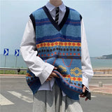 Aidase Waistcoat Korean Fashion Knit Vests for Men Popular Clothes Sleeveless Reviews Sweater Man Harajuku Loose Fit Aesthetic New In