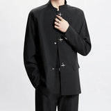 AIDASE  -  New Chinese Style Men's Blazer Metal Buckle Shoulder Pads Stand Collar Single-breasted Suit Jacket Fashion Clothes 21E6756 aidase-shop